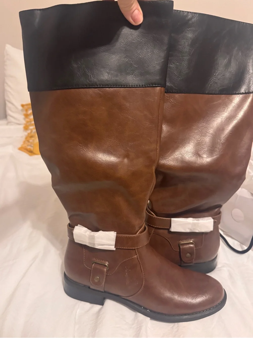 NEW Nine West Cognac & Black Tall Riding Boots 9.5M